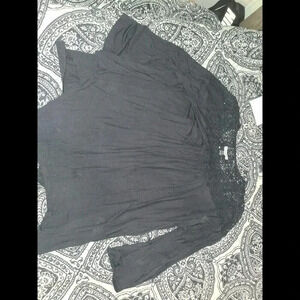 CUPIO Womens Xl Black Top Lace Neckline